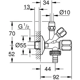 Grohe Universal Geräteanschlussventil, 1/2" x 3/8", x 3/4", chrom