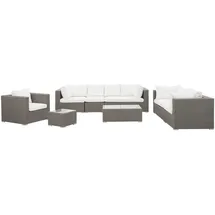 Beliani Lounge Set 8-tlg. Grau/Weiß