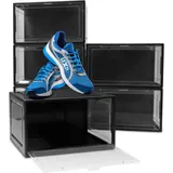6er Set Schwarze Schuhbox Stapelbar Aufbewahrungsbox Kunststoffbox Schuhkasten Schuhkarton Schuhorganizer bis Gr.47