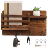 Guniata Schlüsselbrett Holz mit Ablage,Schlüsselhalter Wand,Schlüsselablage,Schlüssel Organizer,Platzsparendes,für Eingangsbereich,Schlafzimmer,Wohnzimmer,Küche(braun)