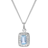 trendor Panzerkette Anhänger Blautopas/Zirkonia 333 Weißgold an Silberkette silberfarben