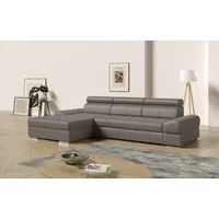 sit&more Ecksofa Broadway, mit verstellbaren Kopfteilen, wahlweise mit Bettfunktion, grau