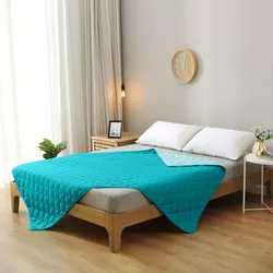 wometo Microfaser Sommer Steppbett 135x200 türkis & helltürkis / OEKO-TEX / kochfest 95° / Leichtsteppbett für heiße Tage / ohne Bezug verwendbar
