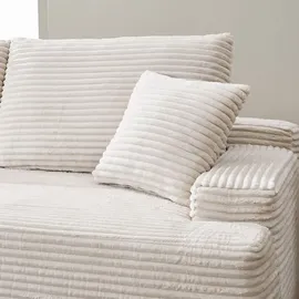 Juskys Eckcouch Cord 3-Sitzer Beige
