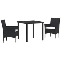 VidaXL 2-teiliges Garten Essstuhl Set Schwarz Poly Rattan