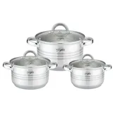 Platinum 6 tlg Edelstahl Kochgeschirr Induktion 18/10 Edelstahl Kochtopf Topf Set Deckel Gastronomie