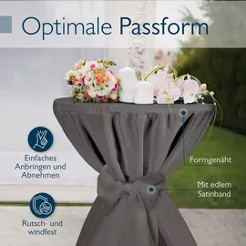 Beautissu Tischhusse Premium Anthrazit Ø 80-85 cm