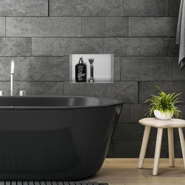 luxebath Wandnische aus Edelstahl 20x30x10 cm Silber Duschnische Einbauregal,