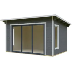Skan Holz Gartenhaus Tournai 2 mit Schiebetür - 28 mm schiefergrau