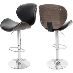 Barhocker Arklow, Barstuhl, Holz Bugholz Retro-Design ~ grau, Polster schwarz
