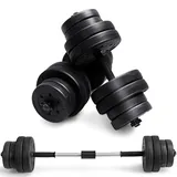 COSTWAY 2 in 1 Hanteln Set 30 kg, 2 er Set Kurzhantel & Langhantel verstellbar, Hantelset Dumbbell Set mit Verbindungsrohr für Krafttraining, Fitness, Home Gym