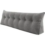 Rückenkissen Keilkissen Lesekissen für Bett und Sofa geeignet mit abnehmbarem und waschbarem Bezug 180cm - Grau