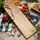 GAUMENKICK Schneidebrett Servierbrett Mangoholz mit Kordel Serviertablett 57,5cm natur