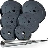 ScSPORTS® Langhantel Set - 17.5-30 kg, 30 mm, Verstellbar, Verchromt, 120/140/160 cm, mit Federverschluss - Langhantelstange, Hantelscheiben (30 KG (2 x 7.5 kg + 2 x 5 kg + 2 x 2.5 kg))