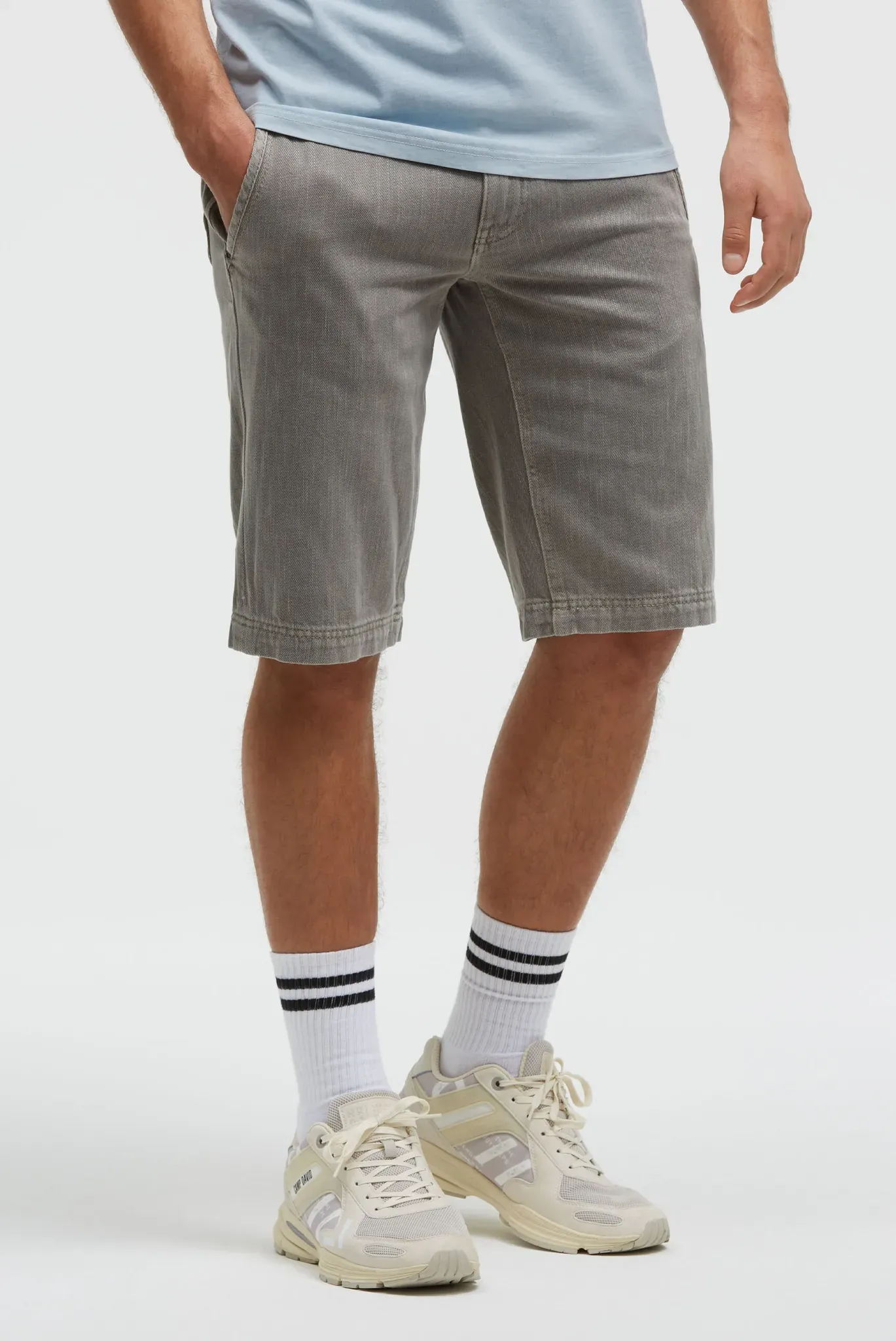 Chinohose CAMP DAVID, Herren, Gr. XL, Normalgrößen, rock ridge, Web, Material: 83% Baumwolle, 17% Hanf, unifarben, regular fit knielang, Hosen Chinohose, mit Turn-Up-Saum