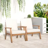 Outsunny 2er-Set Gartensessel 66 x 77,5 x 74,5 cm beige/braun