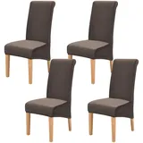 FXKS Stuhlhussen 4er Set,Stretch Stuhlhussen,Waschbar Abnehmbare High Back Chair Protector Covers,Velvet Stuhlhussen für Bankett Dining Room Restaurant Familie Dekoration (Dunkel Braun)