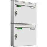 AL Briefkastensysteme Basic 2er Briefkasten Weiß inkl. Zeitungsfach