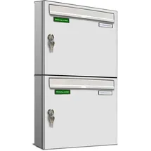 AL Briefkastensysteme Basic 2er Briefkasten Weiß inkl. Zeitungsfach