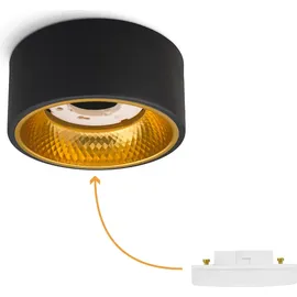 SSC-LUXon OLINO Aufputzleuchte schwarz LED mit wechselbarer Front gold oder silber - Spot Aufputz flach neutralweiß LED GX53 230V