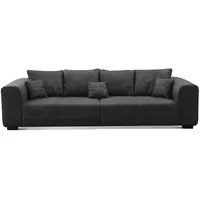 CAVADORE Big Sofa Mavericco inkl. Kissen / XXL-Couch mit tiefen Sitzflächen und modernem Design / 287 x 69 x 108 / Lederoptik dunkelgrau