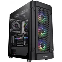 Thermaltake CA-1W2-00M1WN-01 Midi-Tower PC-Gehäuse Schwarz 3 Vorinstallierte LED Lüfter, LCS Kompatibel, Seitenfenster, Für DIY