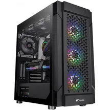Thermaltake CA-1W2-00M1WN-01 Midi-Tower PC-Gehäuse Schwarz 3 Vorinstallierte LED Lüfter, LCS Kompatibel, Seitenfenster, Für DIY