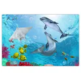 cover-your-desk Schreibtischunterlage für Kinder und Erwachsene Delfine unter Wasser, aus hochwertigem Vinyl , 60 x 40 cm