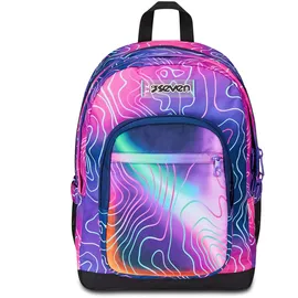 Seven Freethink Rucksack, Schultasche Schulranzen für Mädchen Jungen, Schulrucksack mit 3 Fächern, Trinkflaschenfach-Laptopfach, gepolstert, für Schule, Sport, Freizeit; rosa