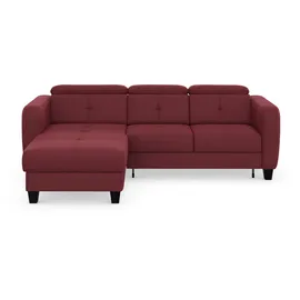 sit&more Ecksofa SIT & MORE "Belluci L-Form", rot (bordeaux), B:247cm H:85cm T:170cm, Sofas, Ecksofa, inklusive Federkern, wahlweise mit Bettfunktion und Bettkasten