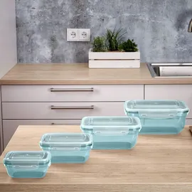 GRIZZLY Frischhaltedosen Set rechteckig mint 4-teilig 0,4 l, 0,8 l, 1,4 l, 2,3 l