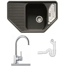 Teka - Spülenset Küchenspüle Granit Texina 45 E-tg Und Franke Armatur Hochdruck - Schwarz / Chrom