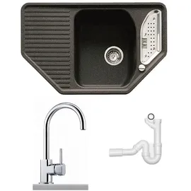 Teka - Spülenset Küchenspüle Granit Texina 45 E-tg Und Franke Armatur Hochdruck - Schwarz / Chrom