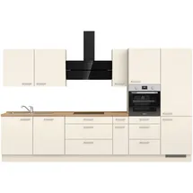 Nobilia ""Touch premium"", weiß (küche: magnolia, korpus: magnolia matt, arbeitsplatte: eiche sierra nachbildung), B:360,3cm H:216,6cm T:60cm, Komplettküchen-Sets, vormontiert, Ausrichtung wählbar, Breite 360 cm, wahlw. mit E-Geräten