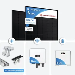 6 kWp PV Anlage Huawei MAP0 mit 5 kWh Speicher - Bifazial, Full Black inkl. Montageset