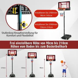 northix Basketballkorb für Kinder Wetterbeständiger Korbständer mit Einstellbarer Höhe von 90-210 cm