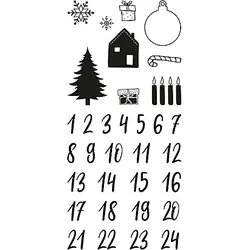 Clear Stempel-Set "Adventskalenderzahlen + Weihnachtsmotive"