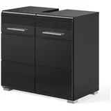 inn.furn Waschbeckenunterschrank schwarz Hochglanz Badezimmer Unterschrank 60 cm - Schwarz