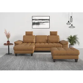 sit&more Ecksofa SIT & MORE "Westham L-Form", braun (cognac), B:275cm H:88cm T:172cm, 100% Polyester, Sofas, Ecksofa, Recamiere, mit oder ohne Bettfunktion, Bettkasten, Füße wengefarben