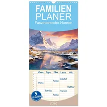 Calvendo Familienplaner 2026 - Faszinierender Norden mit 5 Spalten (Wandkalender, 21 x 45 cm), CALVENDO: Eis, Schnee und fantastische Farben Skandinaviens - KI generiert (CALVENDO Natur)