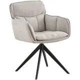 hom'in Hom`in Armlehnstuhl, Schwarz, Beige, Metall, Textil, Drehkreuz, 62x86x65 cm, Sitzfläche 360° drehbar, inklusive Armlehnen, Esszimmer, Stühle, Esszimmerstühle, Armlehnenstühle