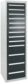 Stumpf Schubladenschrank Serie T-100/35-1, RAL 7035/7016, 13 Schubladen