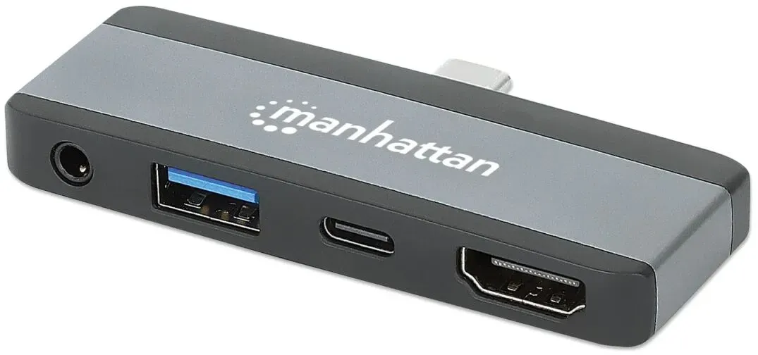 Manhattan 190404 laptop-dockingstation & portreplikator Kabelgebunden USB 3.2 Gen 2 (3.1 Gen 2) Type-C Grau