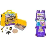 Kinetic Sand Baustellen Koffer - mit 907 g magischem Schweden, Baustellenfahrzeug und Zubehör für Indoor-Sandspiel, ab 3 Jahren & Schimmer Sand 3er Pack 340 g - 3 Farben Glitzersand, ab 3 Jahren