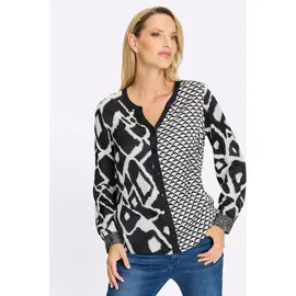 Heine Druckbluse ecru/schwarz 42