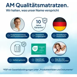 AM Qualitätsmatratzen - Visco-Matratze 90x200 H2 | Hochwertige Matratze mit Viscoauflage | 20 cm Höhe | Germany | 90 x 200 cm