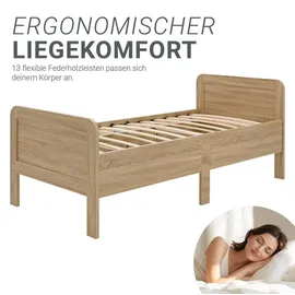 Homestyle4u Lattenrost mit Kopfteil verstellbar 90 x 200 cm