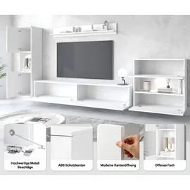 INOSIGN Wohnwand »PARIS, Vitrine Türanschlag links/rechts wechselbar« Komplett-Set, 4 Stk. tlg., weiß