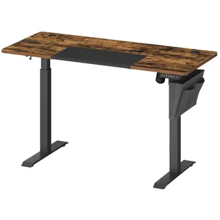 Songmics Höhenverstellbarer Schreibtisch 140 x 60 cm Vintagebraun/Mattschwarz