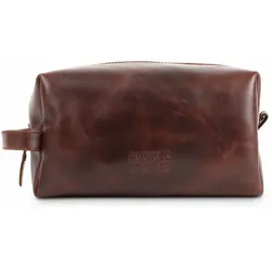 Buckle & Seam Leder Waschbeutel Everest - Braun / Blau Koffer24